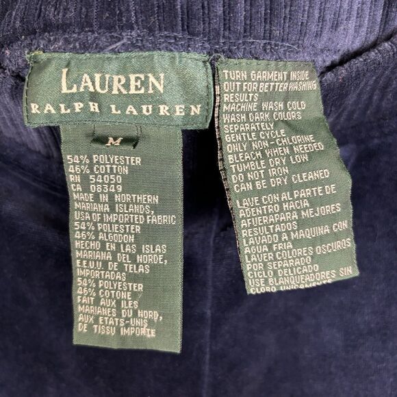 Lauren Ralph Lauren Navy Blue Velour High Rise Pants Sz M - Picture 4 of 4